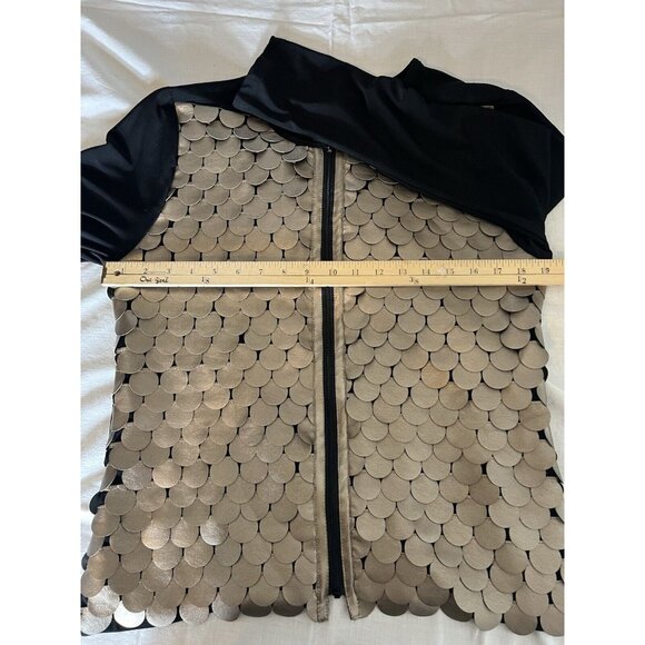 T & W Designs Zip Up Dressy Jacket black & Faux Leather Women’s Sz Large - Picture 5 of 12